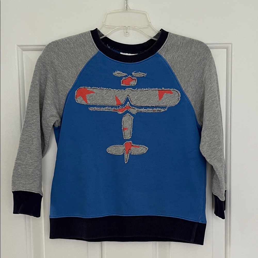Hanna Andersson Blue and Gray Airplane Sweatshirt